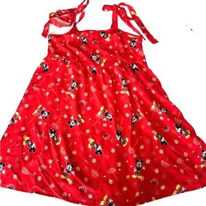 Red Disney Mickey Mouse Print Dress Tie Straps